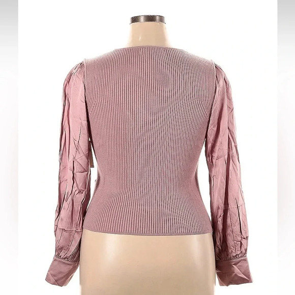 Anthropologie Twofer Faux-Wrap Sweater Blush Pink Women’s Plus Size 1X NWT - Picture 4 of 6